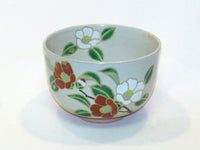 Japanese Mat Cha Tea Bowl - Flowers